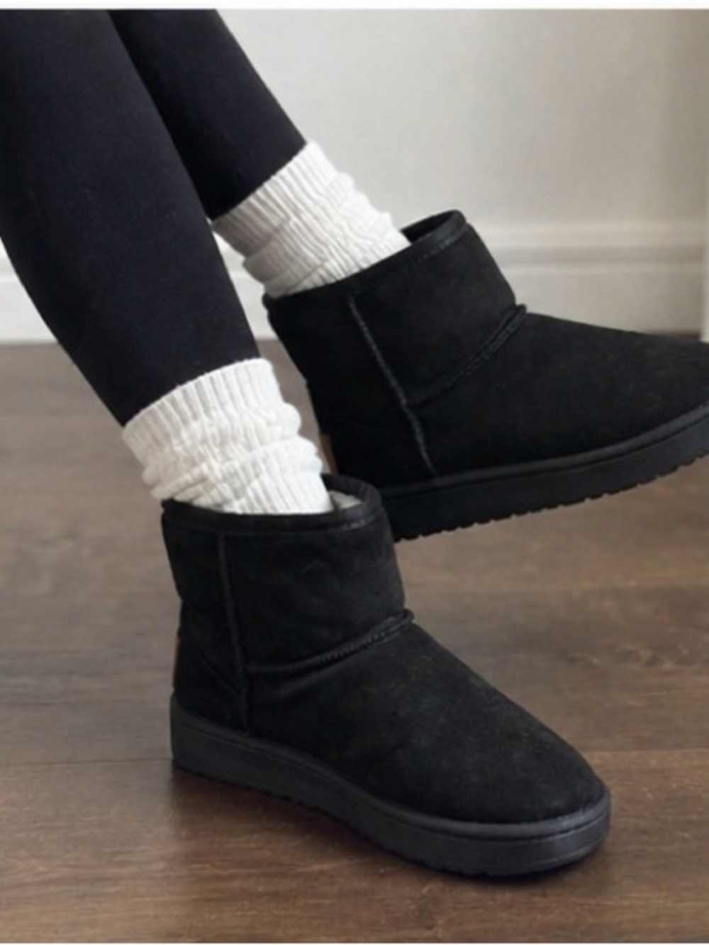 Aldo Black Short Suede Slip-On Boots